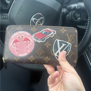 LOUIS VUITTON LV Used Sticker Zippy Wallet Monogram Canvas M62149 France #AH594